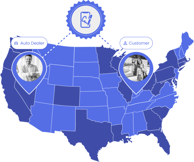 Remote client and car dealership closing out of state deal with eSignature on car contract